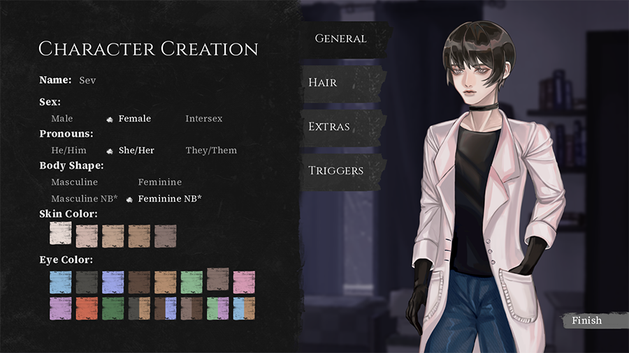 Chromatic Agape Character Customization Screen