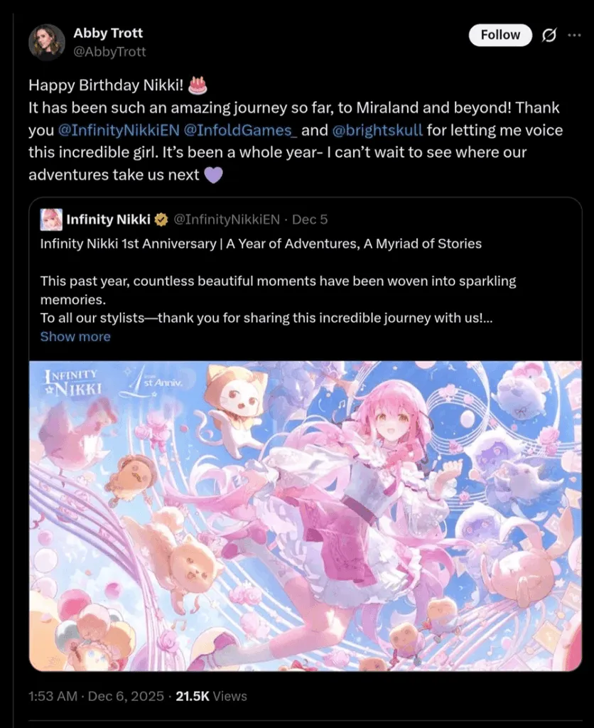 Infinity Nikki The Voice Actor Revelations Image 2